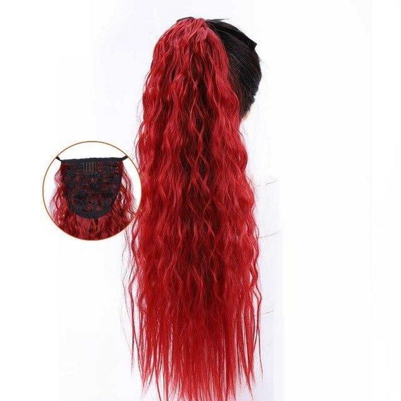 Queue de Cheval Bouclée Rouge Éclatant